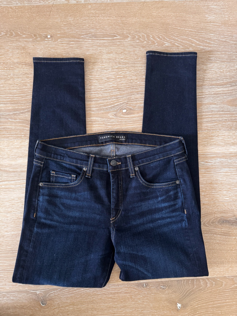 Veronica Beard Brooke Mid-Rise Skinny Jeans in Deep Blue Wash - Picture 3 of 7